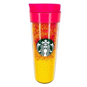 Starbucks Summer 2022 Yellow Sand Tumbler With Pink Lid 16 Oz NWOT